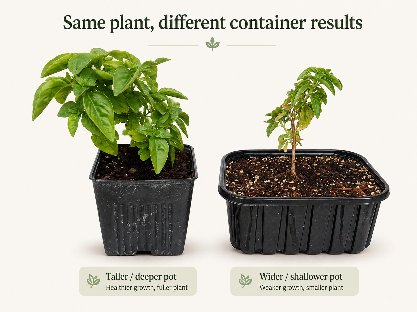 Size and Shape of Container is Important to Basil Health
